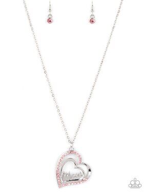 Paparazzi "Mom" Pink Necklace and Earrings Set (NL268)
